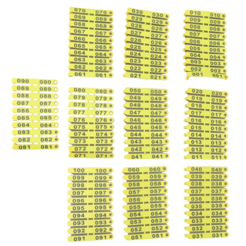 Livestock Ear Tag - 100개 001-100 번호 플라스틱 가축 태그