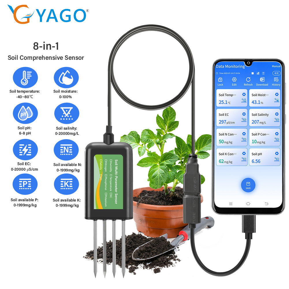 Precision Farming Smart Agriculture - 야고 8 in 1 토양 센서,