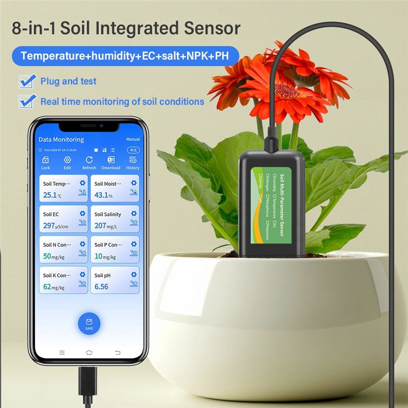 AEE6-8In 원스톱 토양 센서(농업용 PH EC 수 - Precision Farming Smart Agriculture 리뷰 및 가격